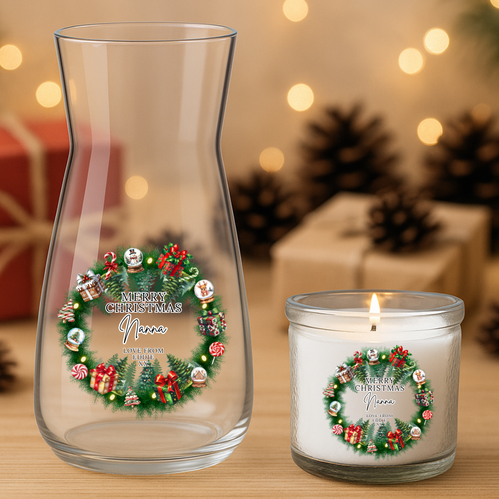 Christmas Wreath Gifts Love From - Personalized - Christmas UV DTF Decal