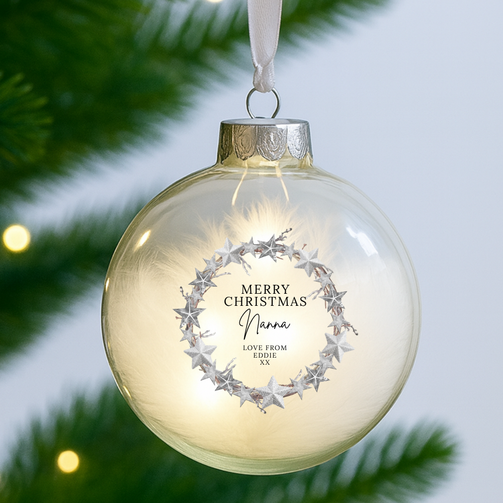 Merry Christmas White Stars Love From - Personalized - Christmas UV DTF Decal