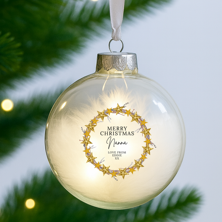 Merry Christmas Yellow Stars Love From - Personalized - Christmas UV DTF Decal