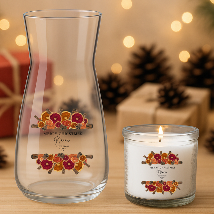 Merry Christmas Dried Flower Frame Love From - Personalized - Christmas UV DTF Decal