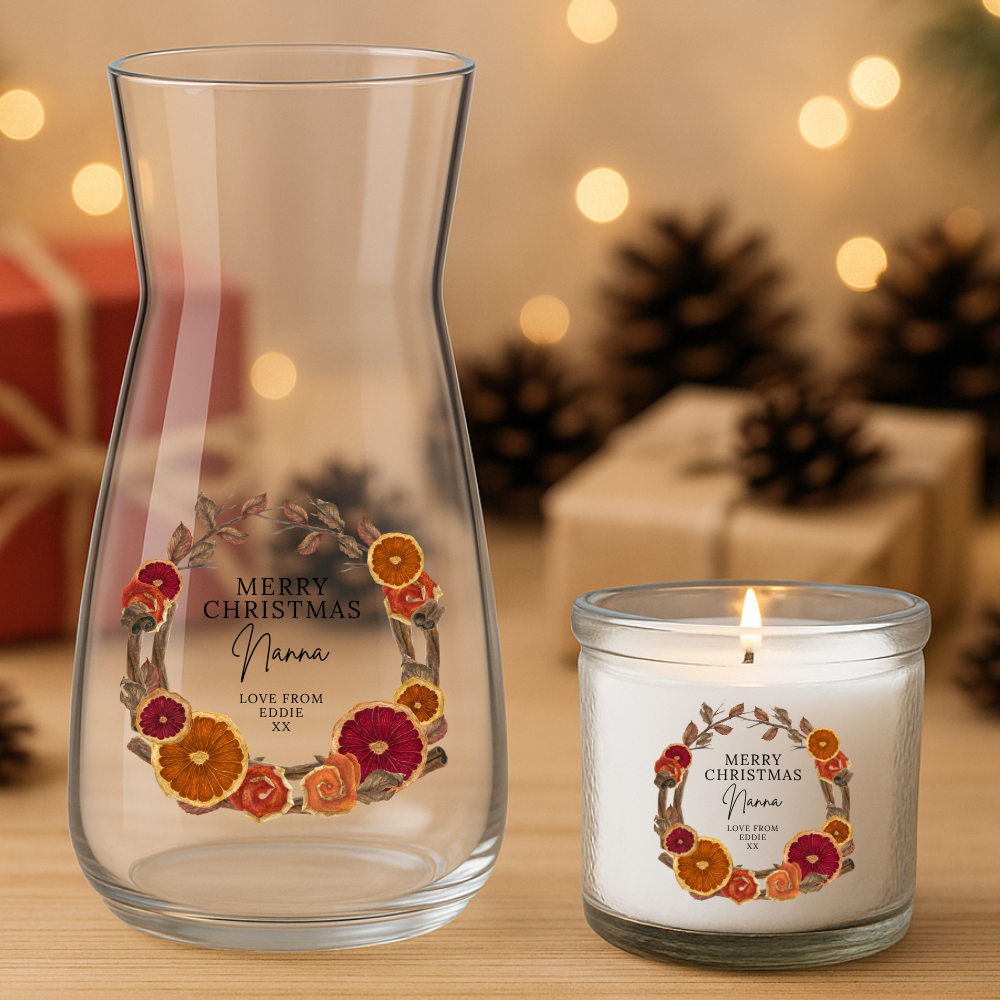 Merry Christmas Dried Flower Love From - Personalized - Christmas UV DTF Decal