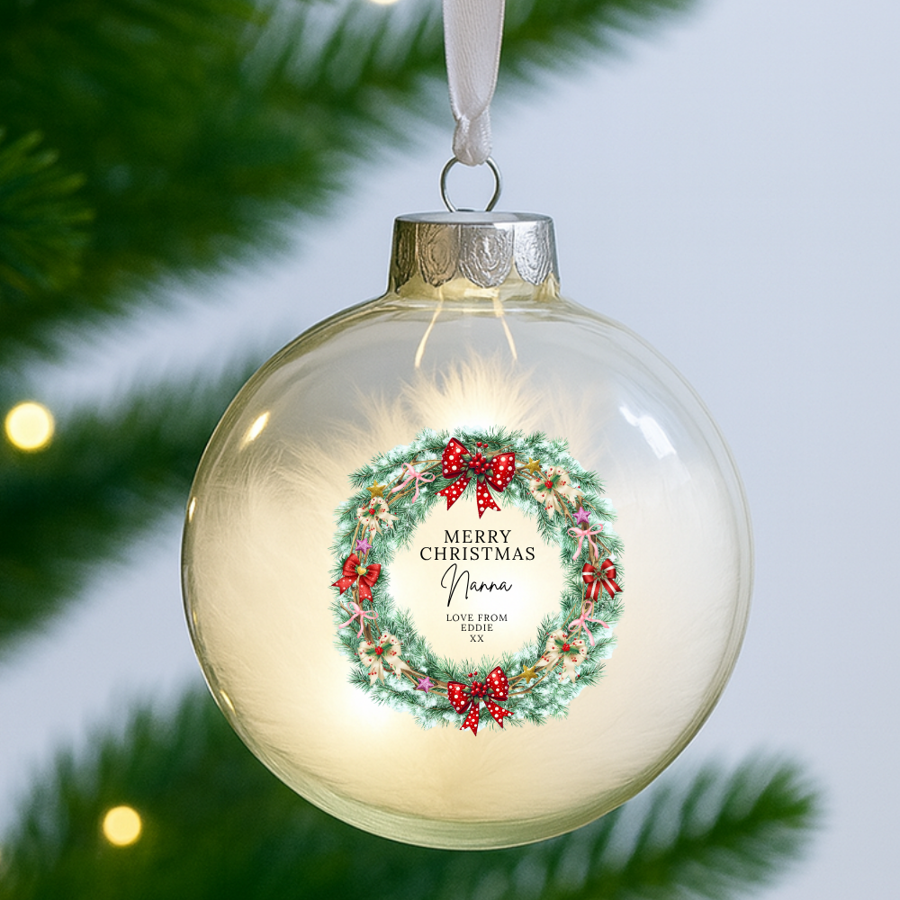 Merry Christmas Wreath Love From - Personalized - Christmas UV DTF Decal