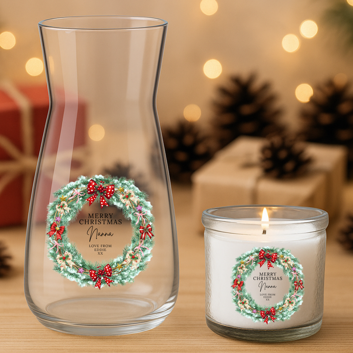 Merry Christmas Wreath Love From - Personalized - Christmas UV DTF Decal