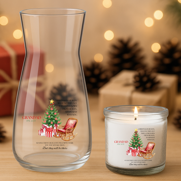 Christmas in heaven, what do they do? They come down from heaven, to spend it with you - Personalized - Christmas UV DTF Decal