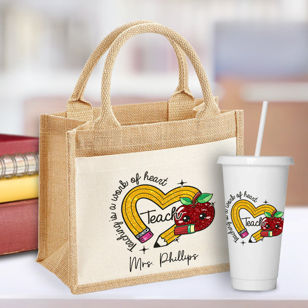 Teaching is work of heart Glitter - CHOOSE UV DTF decal - DTF Transfer