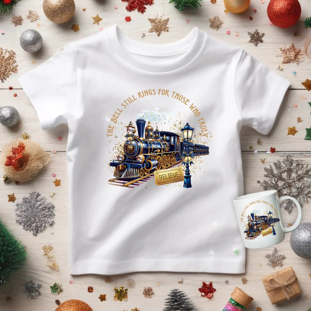 Navy gold polar express train - CHOOSE UV DTF decal - DTF Transfer