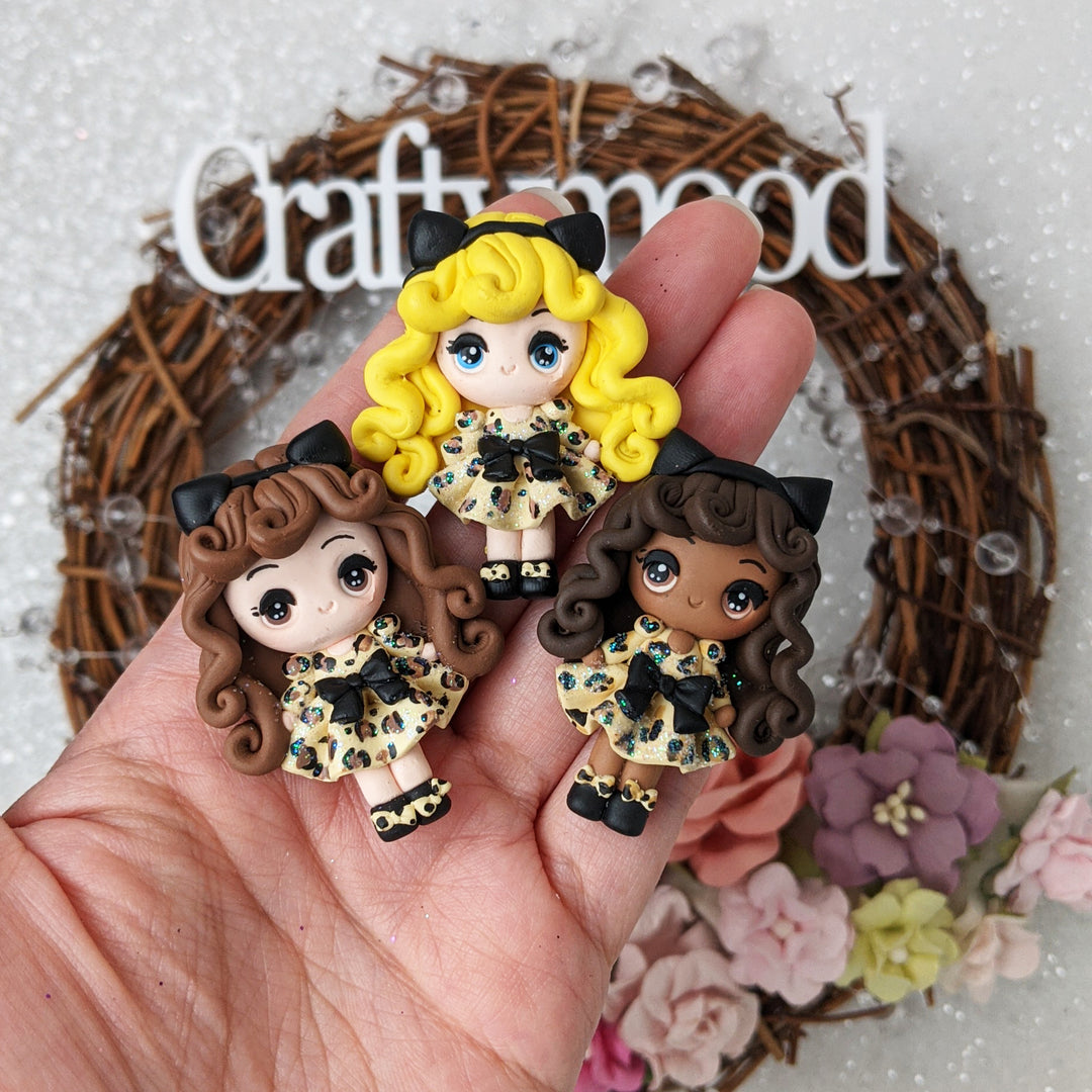 Leopard dress girl - Embellishment Clay Bow Centre