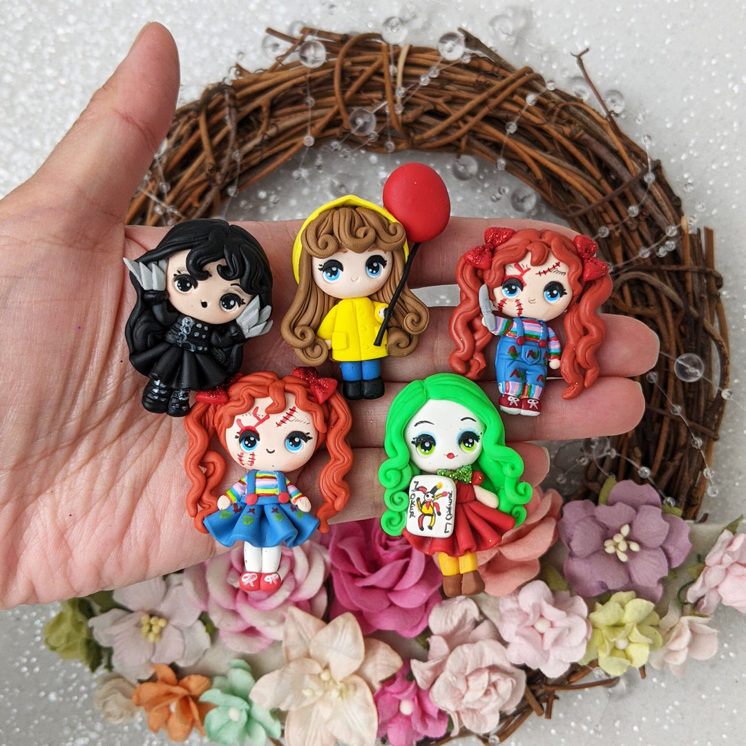 Spooky creepy Halloween girls - Embellishment Clay Bow Centre