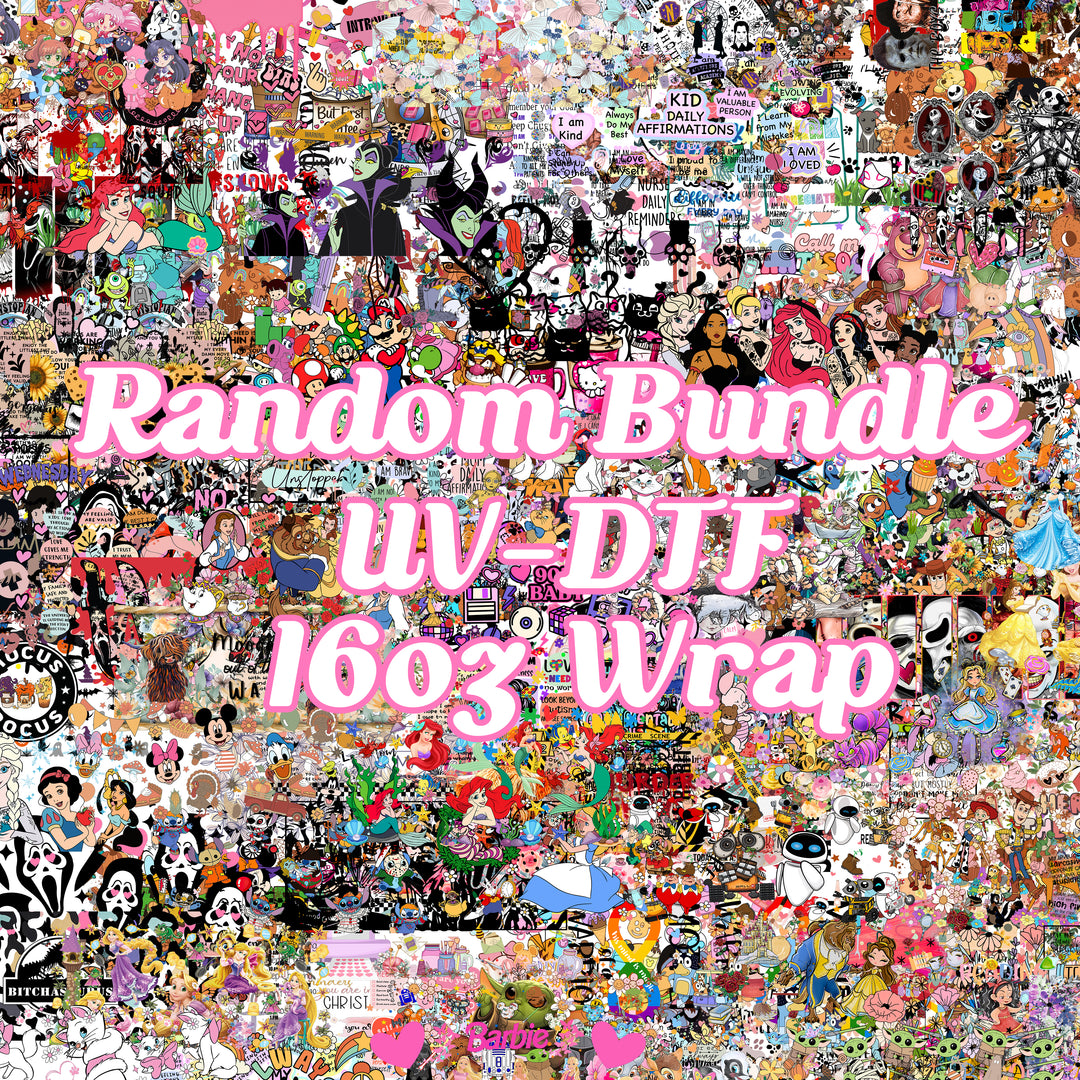 SURPRISE BUNDLE UV DTF set of 10 - 16oz Libbey Glass Cup Wrap Only - Gang