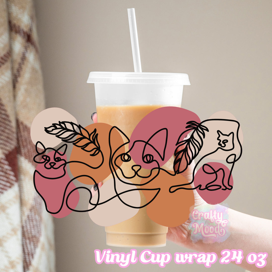Boho Cat - 24oz Cold Cup Wrap Only