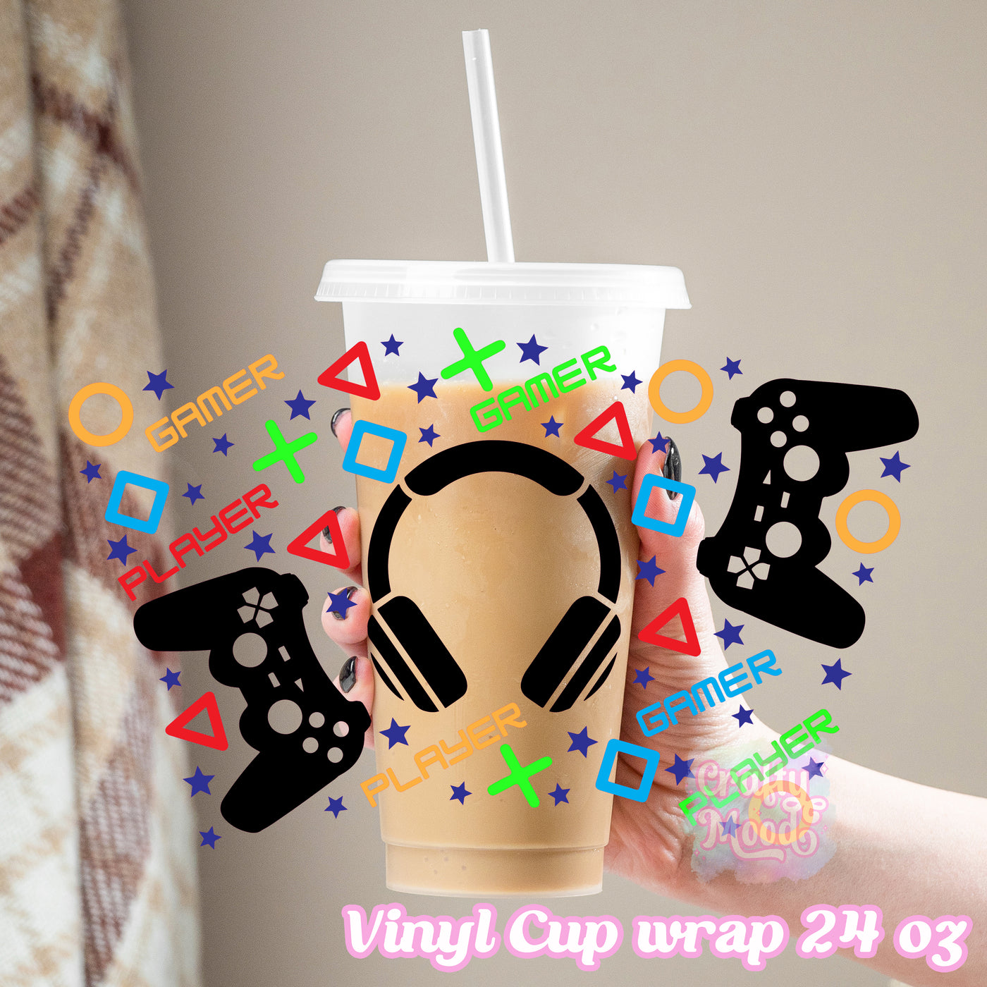 Gamer player - 24oz Cold Cup Wrap Only