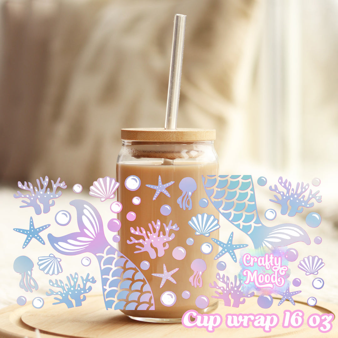 Mermaid tail - 16oz Libbey Glass Cup Wrap Only