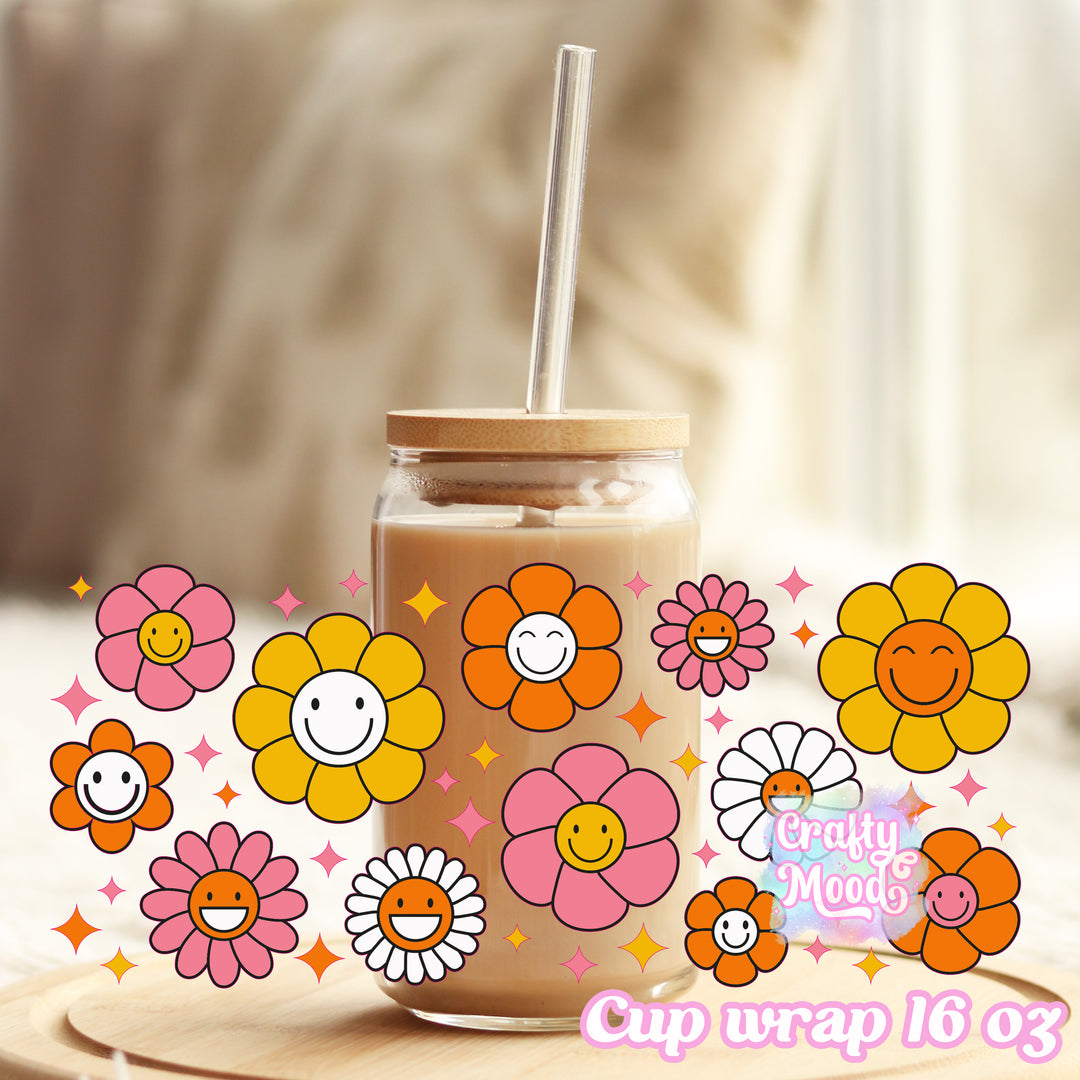 Daisy smile - 16oz Libbey Glass Cup Wrap Only