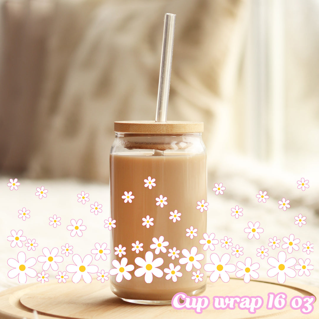 Daisy Flower - 16oz Libbey Glass Cup Wrap Only