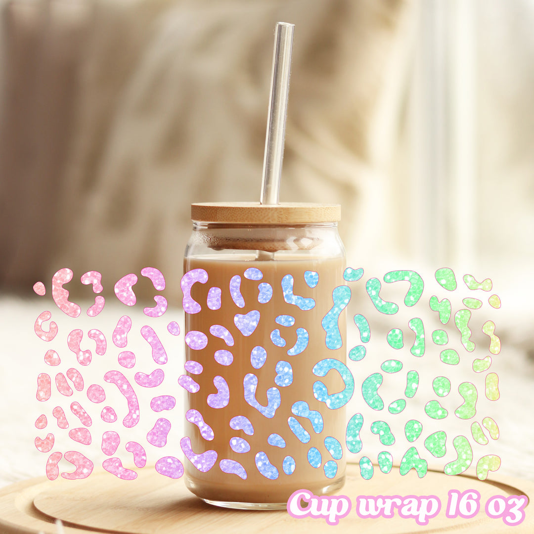 Rainbow leopard - 16oz Libbey Glass Cup Wrap Only