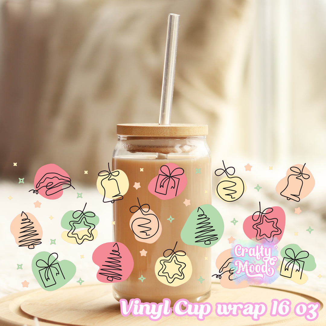 Boho Christmas - 16oz Libbey Glass Cup Wrap Only
