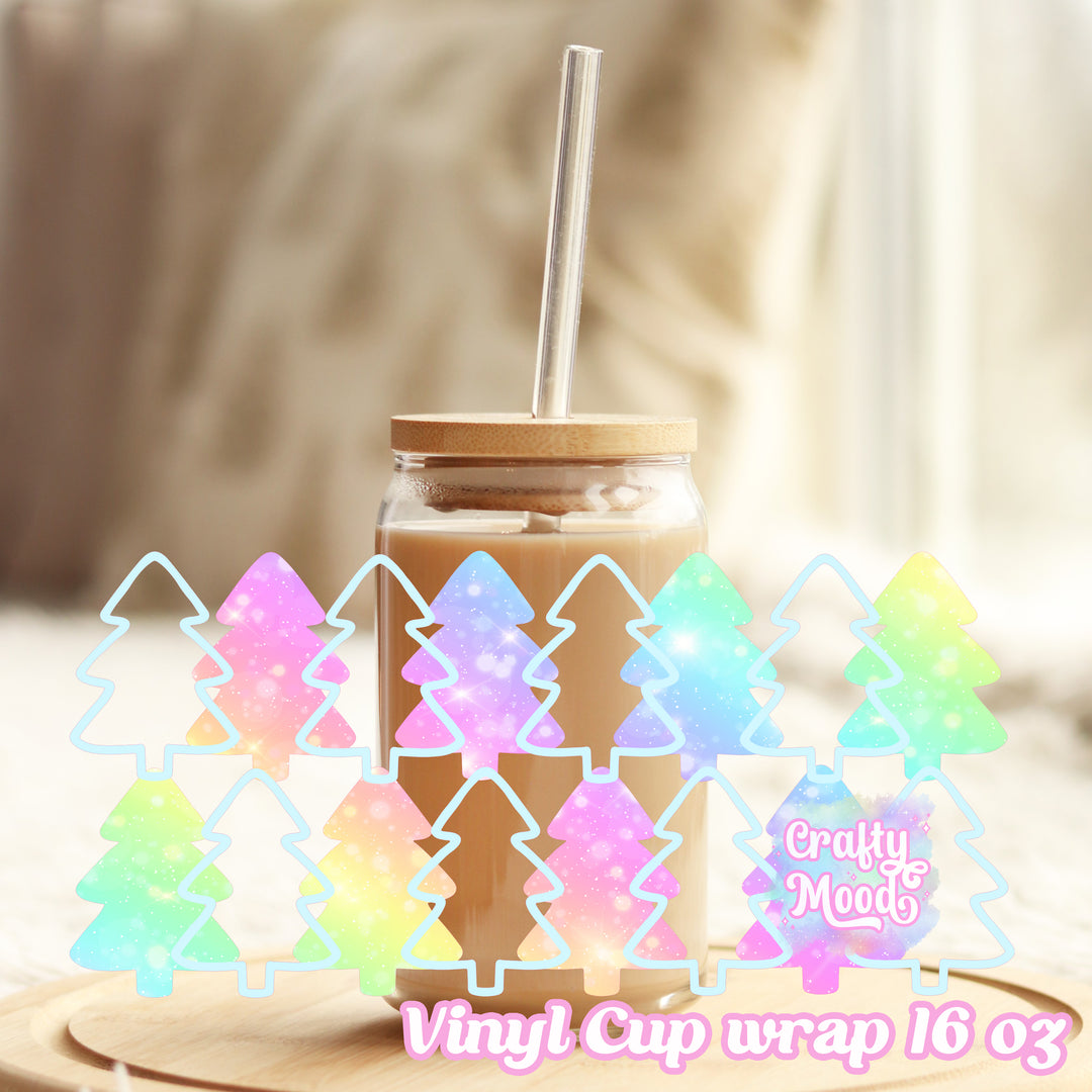 Rainbow Christmas tree - 16oz Libbey Glass Cup Wrap Only
