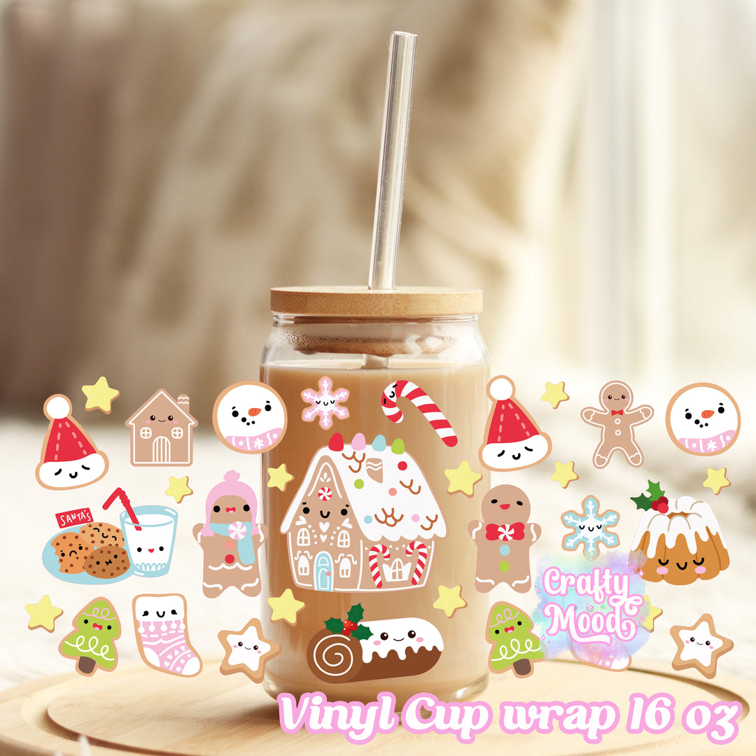 Christmas cookie- 16oz Libbey Glass Cup Wrap Only