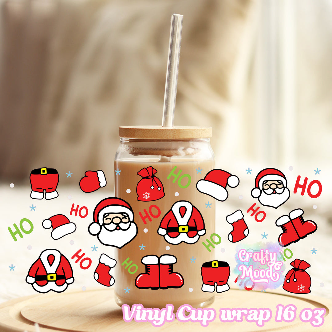 Santa claus - 16oz Libbey Glass Cup Wrap Only