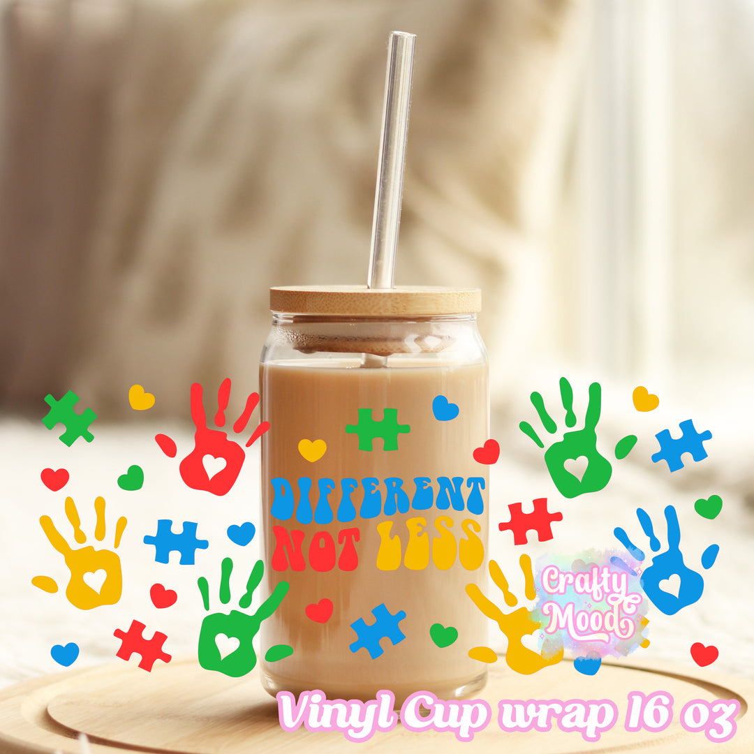 Autism awareness - 16oz Libbey Glass Cup Wrap Only