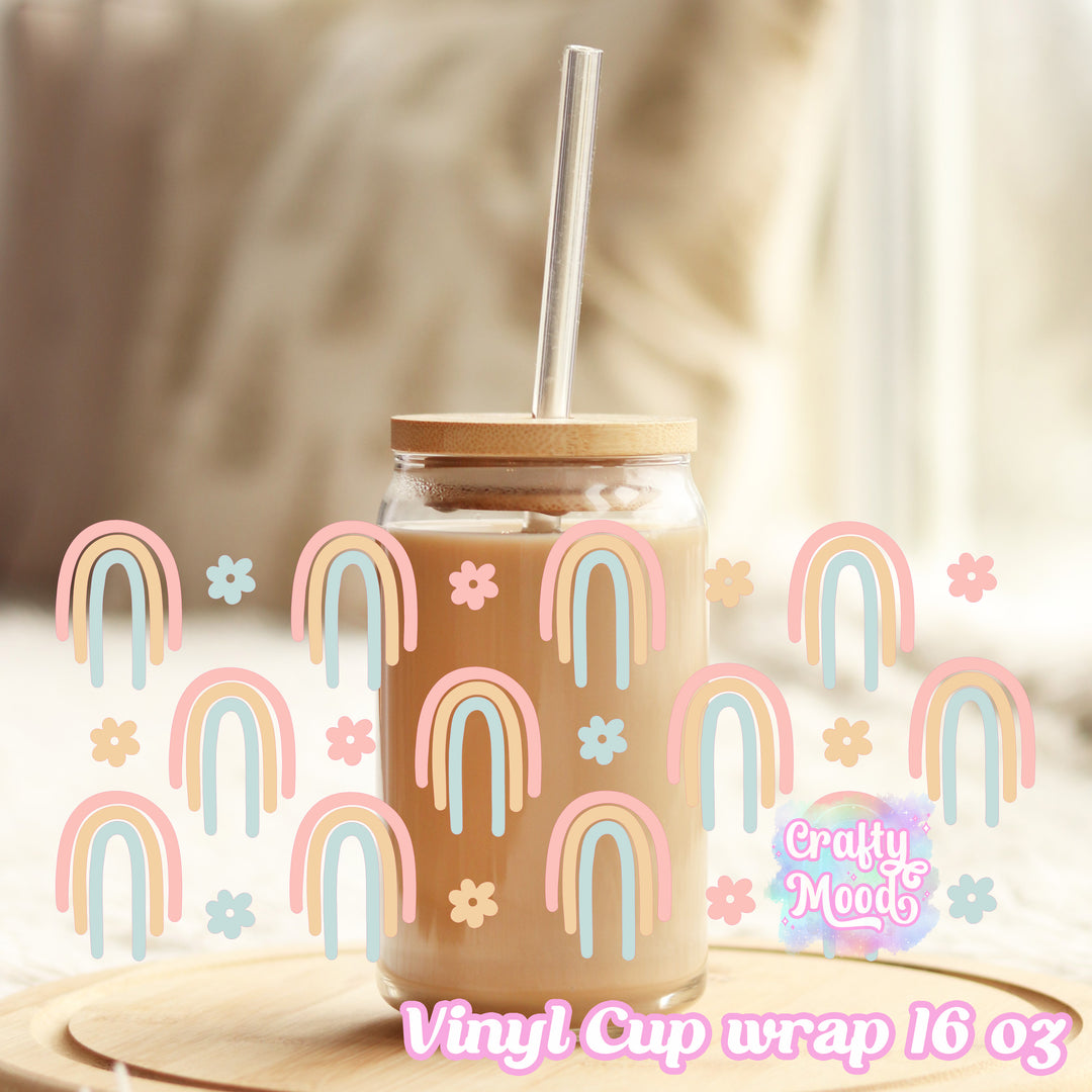 Boho rainbow - 16oz Libbey Glass Cup Wrap Only