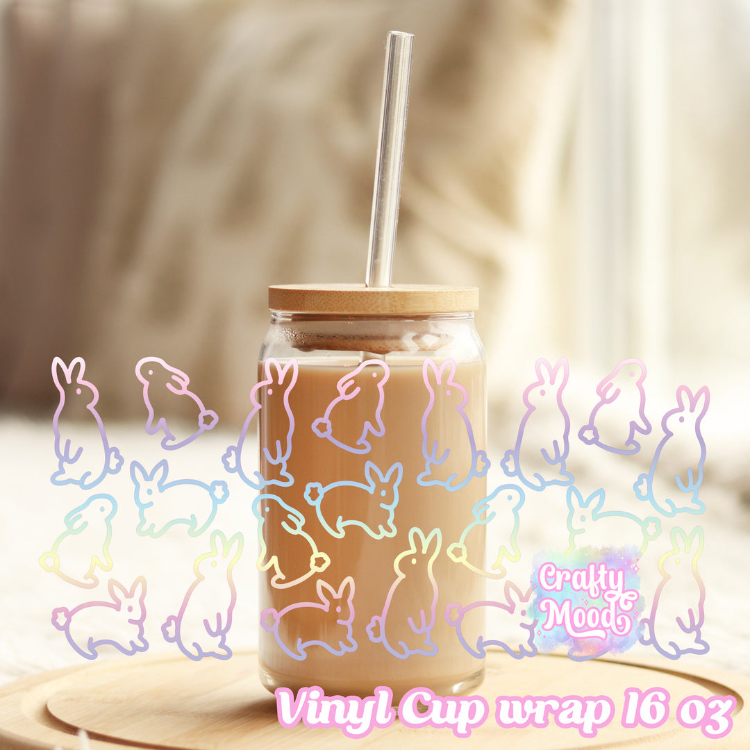 Bunny Rainbow - 16oz Libbey Glass Cup Wrap Only