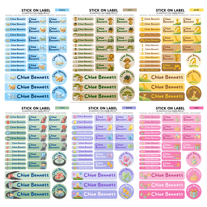 Choose design - Stick on Clothing label and bottle all in one