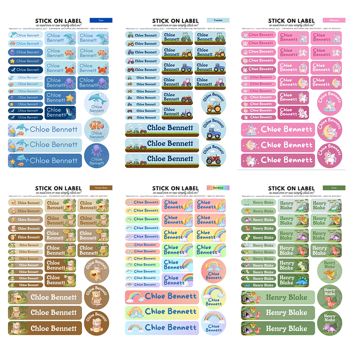 Choose design - Stick on Clothing label and bottle all in one