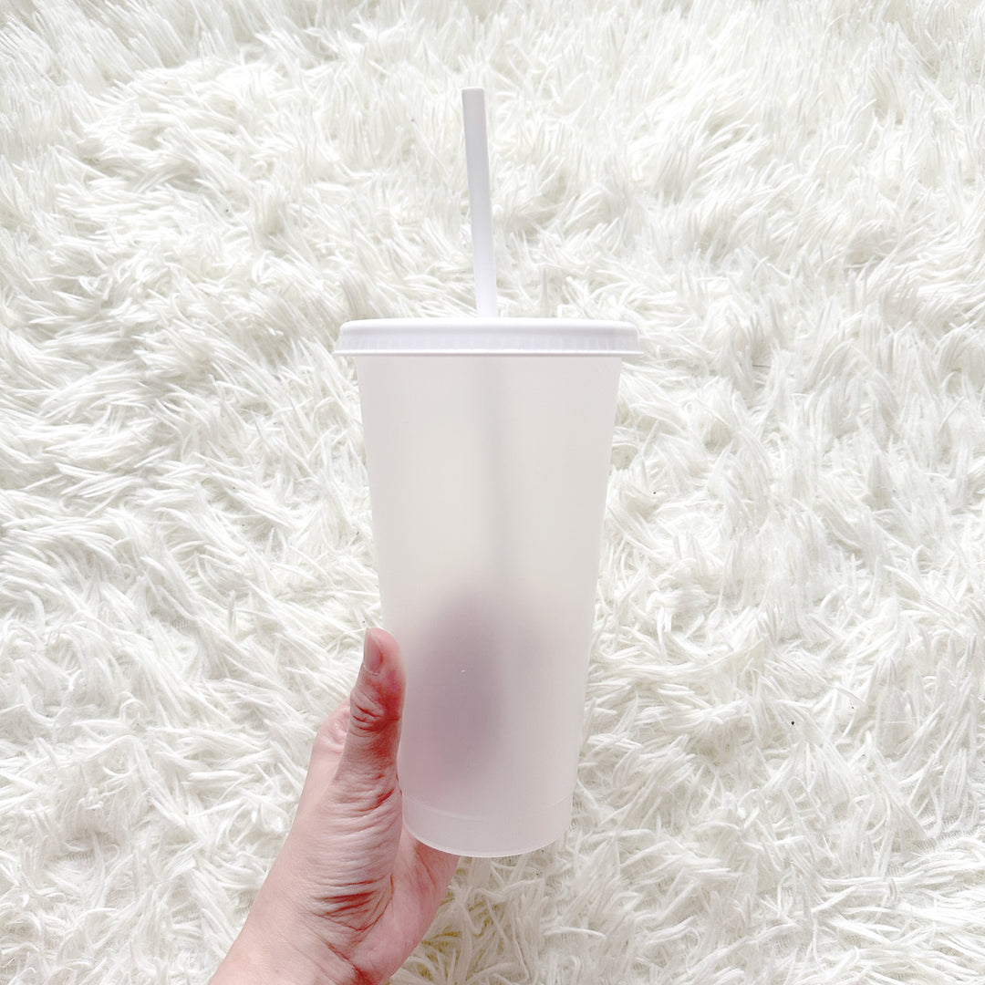 Frosted cup white lid - Solid colour Cold cup 24oz