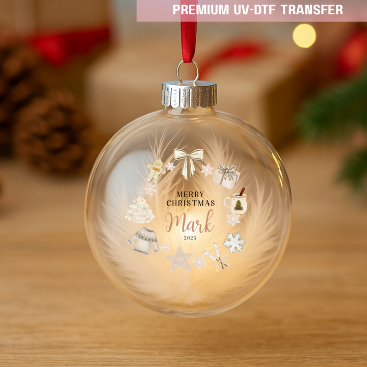 UV DTF decal - merry Christmas warm beige