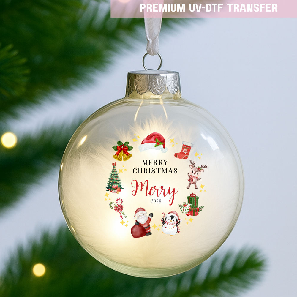 UV DTF decal - merry Christmas hat friends