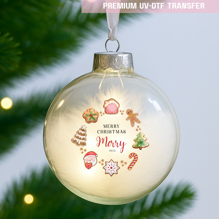 UV DTF decal - merry Christmas brown cookies
