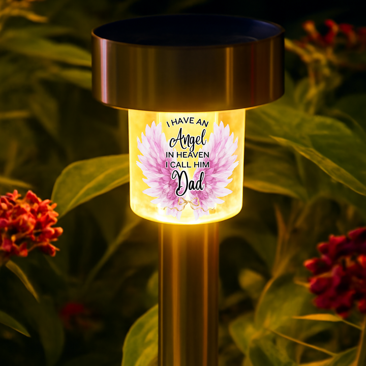 I have an angel in heaven i call him dad UV DTF decal solar light - memorial angel pink wing