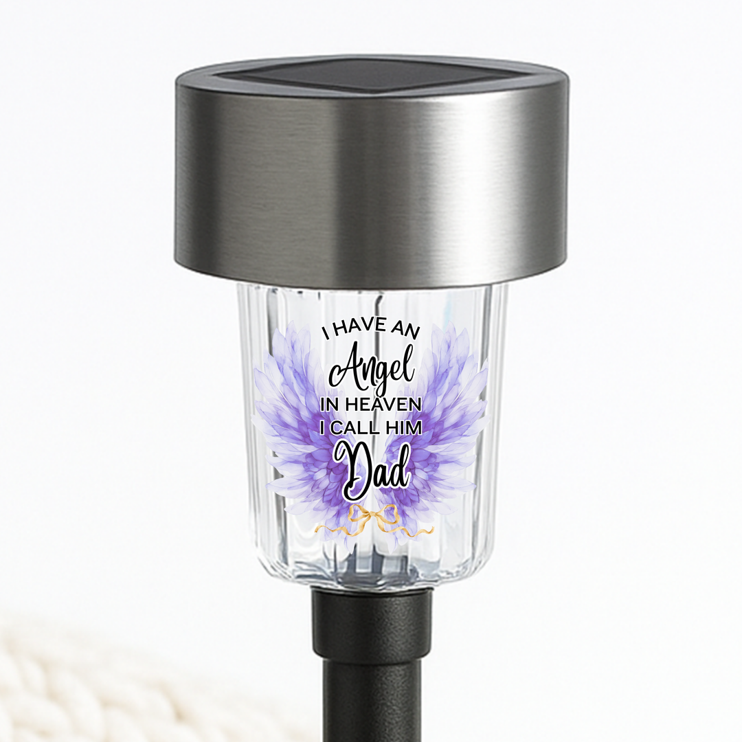 I have an angel in heaven i call him dad UV DTF decal solar light - memorial angel purple wing
