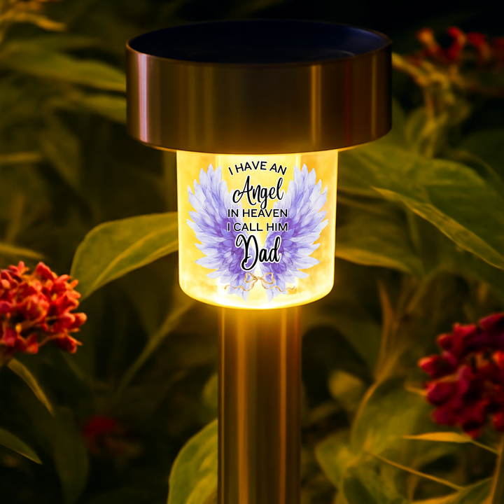 I have an angel in heaven i call him dad UV DTF decal solar light - memorial angel purple wing
