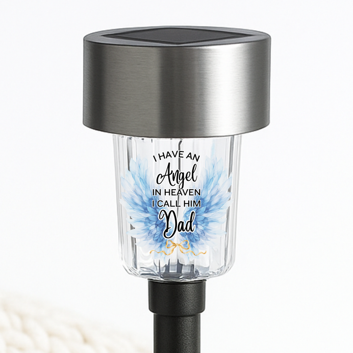 I have an angel in heaven i call him dad UV DTF decal solar light - memorial angel blue wing