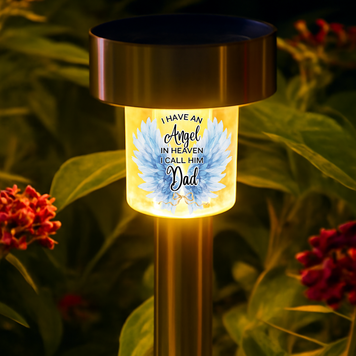 I have an angel in heaven i call him dad UV DTF decal solar light - memorial angel blue wing