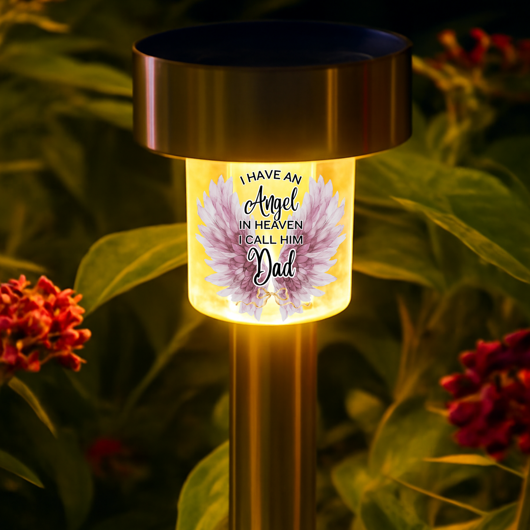 I have an angel in heaven i call him dad UV DTF decal solar light - memorial angel choco pink wing