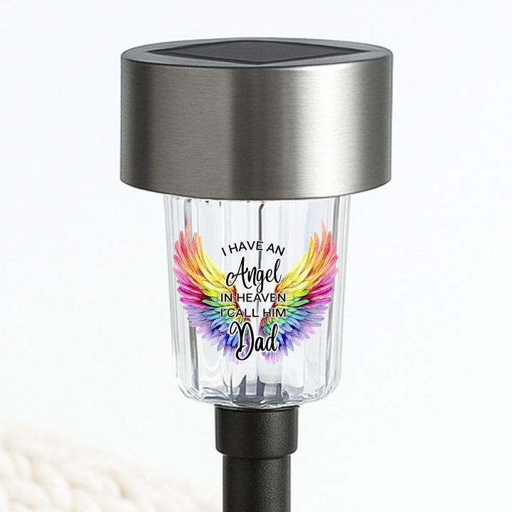 I have an angel in heaven I call him dad UV DTF decal solar light - memorial rainbow angel wings