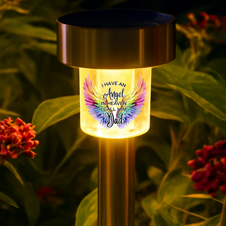 I have an angel in heaven I call him dad UV DTF decal solar light - memorial rainbow angel wings