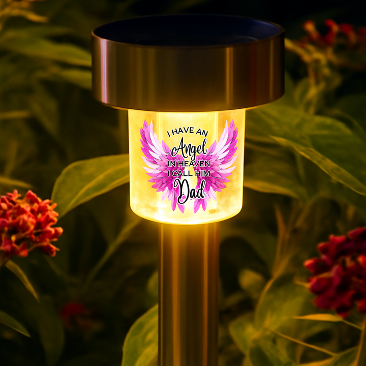 I have an angel in heaven I call him dad UV DTF decal solar light - memorial pink angel wings