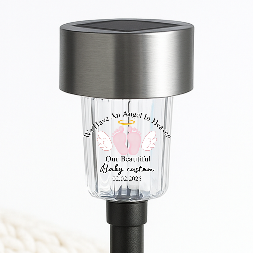 We have an angel in heaven our beautiful baby (custom) UV DTF decal solar light - memorial pink wings