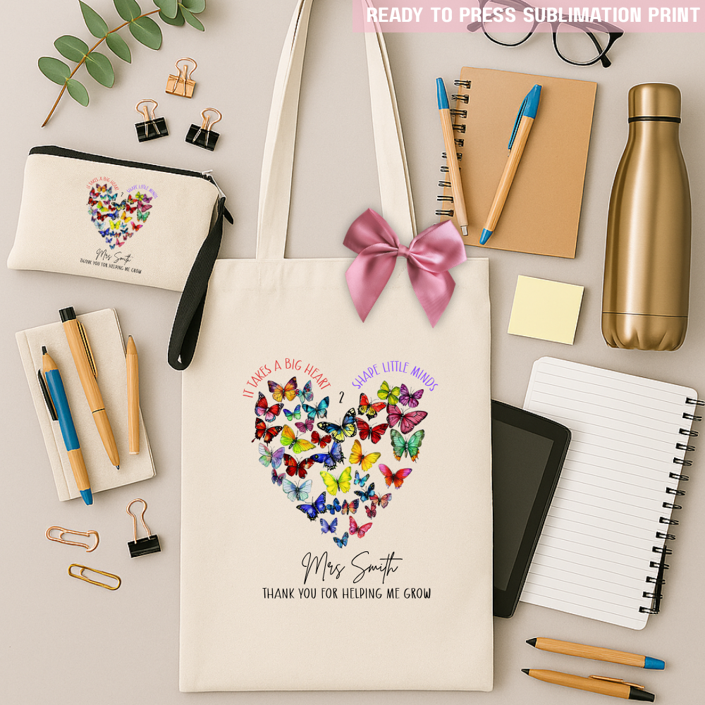 Personalised it takes a big heart shape little minds - teacher sublimation transfer ready to press