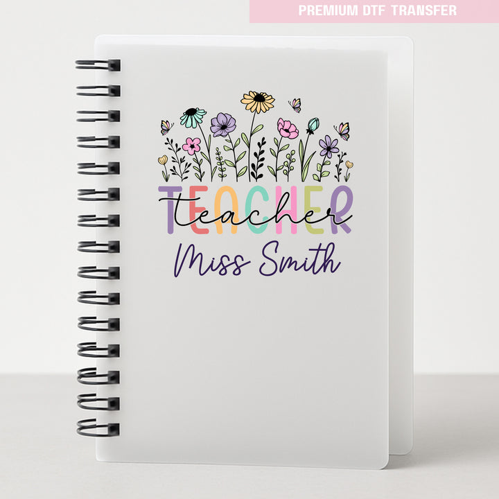 Personalised teacher  - pastel flower - UV DTF