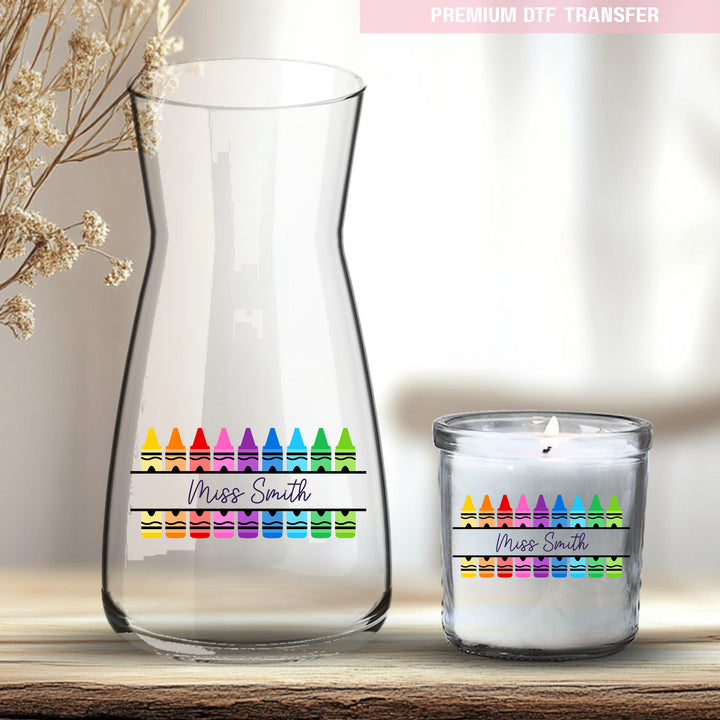 Personalised colorful crayon - teacher UV DTF