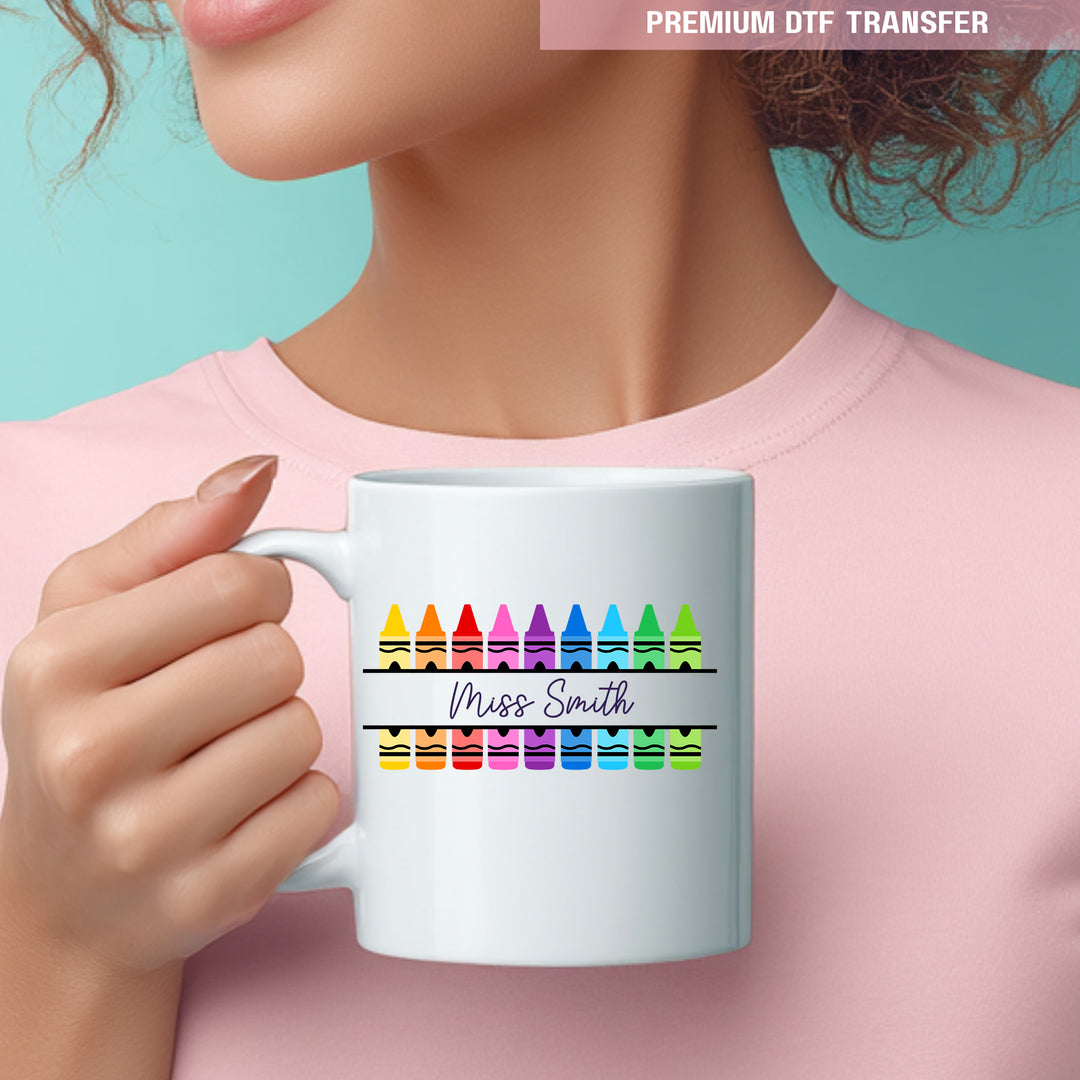 Personalised colorful crayon - teacher UV DTF