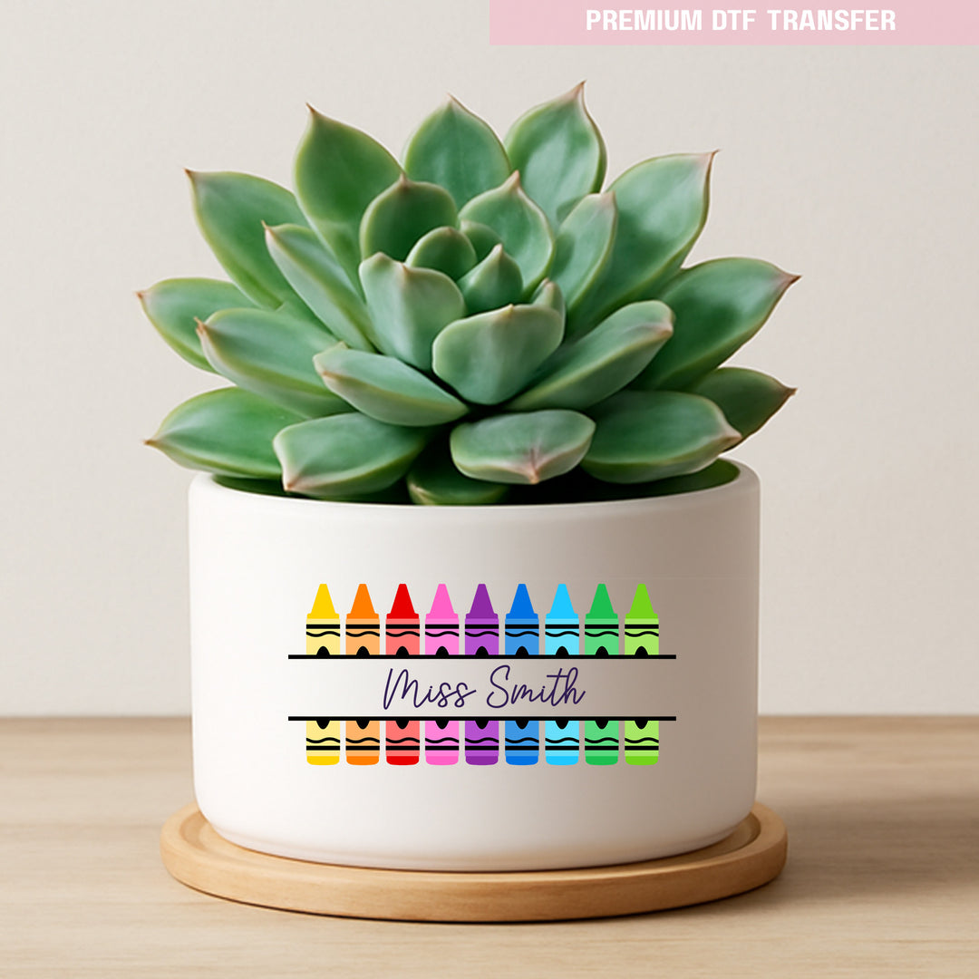 Personalised colorful crayon - teacher UV DTF