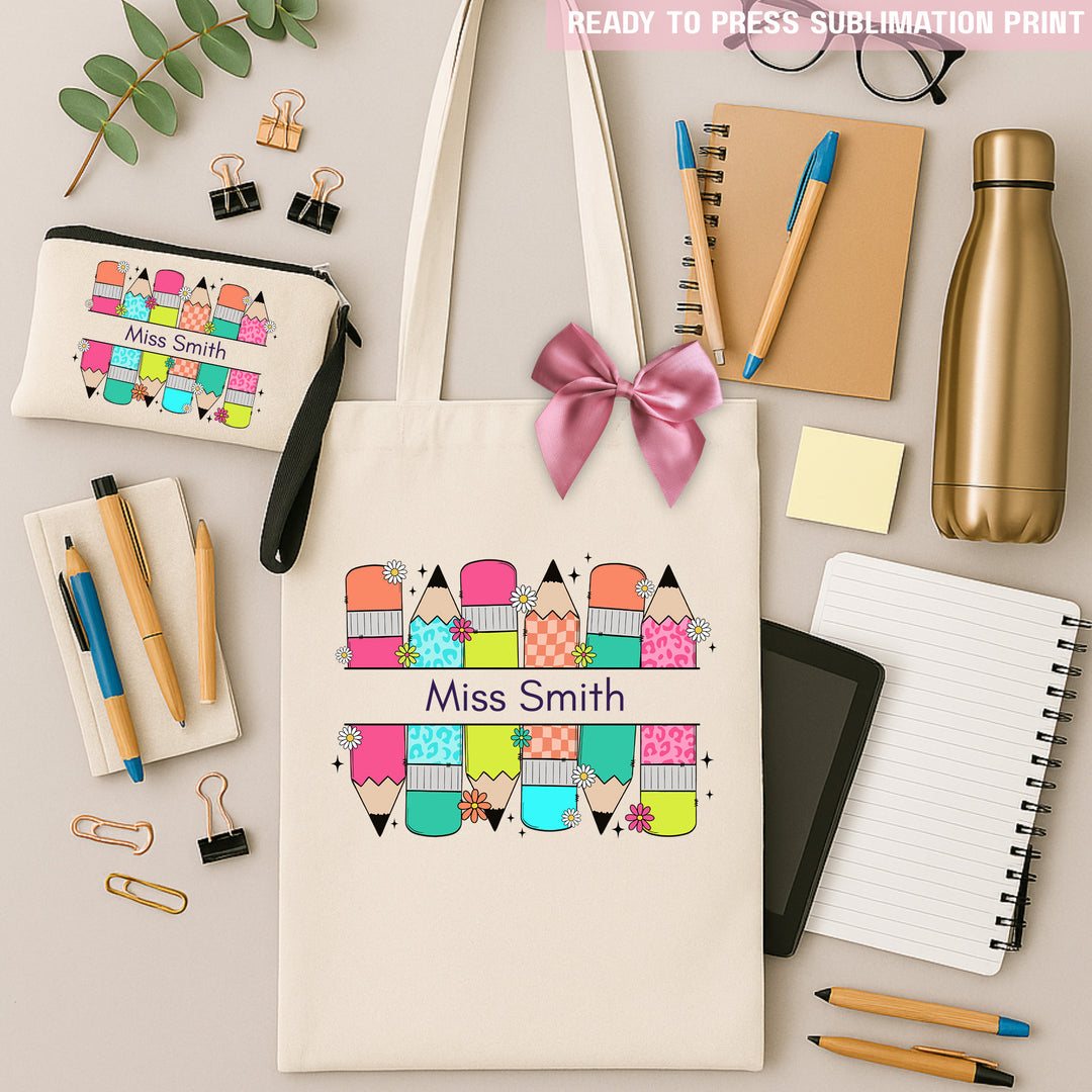 Personalised Pencils Teacher's Name - Sublimation Transfer Ready to Press