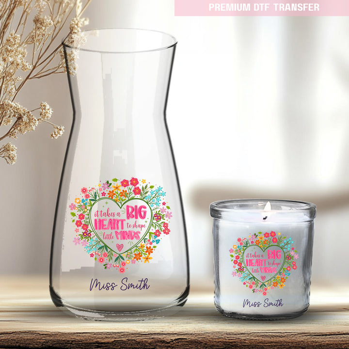 Personalised It takes a big heart to shape little minds - colorful love flowers - teacher UV DTF