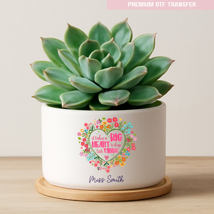 Personalised It takes a big heart to shape little minds - colorful love flowers - teacher UV DTF